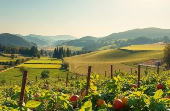 Scenic countryside landscape highlighting abundant coffee plantations.