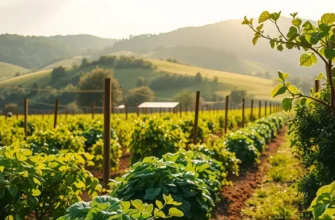 A scenic view of an organic landscape filled with a variety of fruits and vegetables promoting health and collagen production.