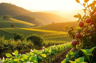 A bright, fruitful field that captures the essence of comfort foods, filled with fresh and vibrant organic produce.