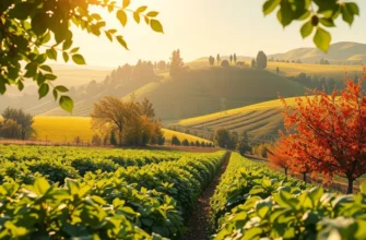 A scenic view of lush fields with diverse fruits and vegetables, reflecting the essence of healthy nutrition.