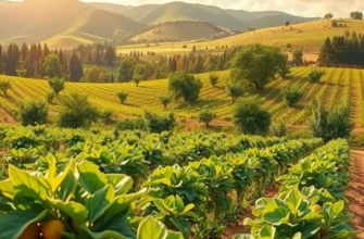 A vibrant orchard filled with fruits and vegetables indicating healthy, eco-friendly food.