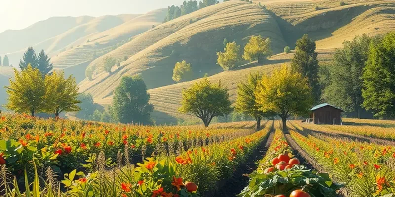 A sunlit orchard brimming with fresh, organic produce.