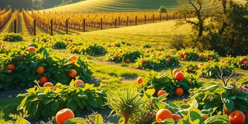 A picturesque organic landscape symbolizing sustainable food practices.