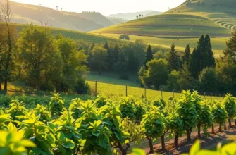 A beautiful landscape showcasing lush fields of organic produce.