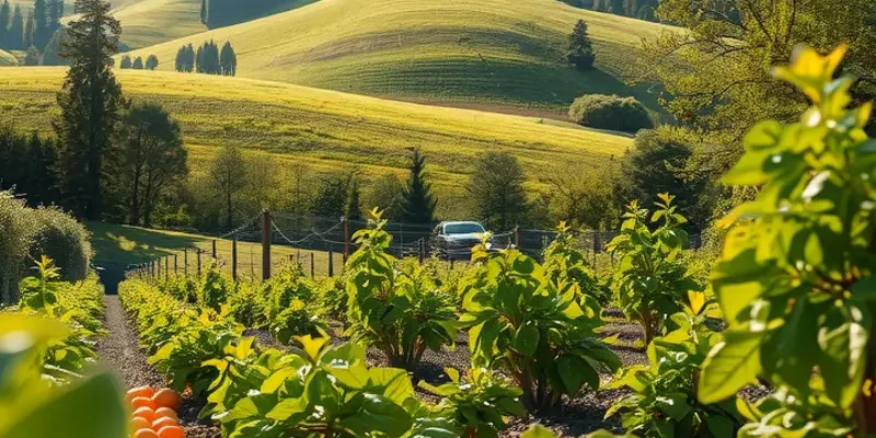 A sunlit field brimming with organic produce, promoting healthy nutrition and meal prep.