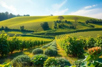 A beautiful field filled with vibrant organic vegetables and fruits.