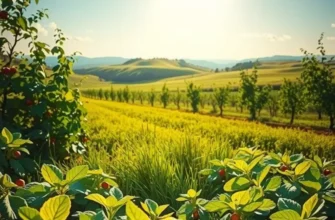 Beautiful orchard filled with organic fruits and vegetables, symbolizing healthy cooking options.