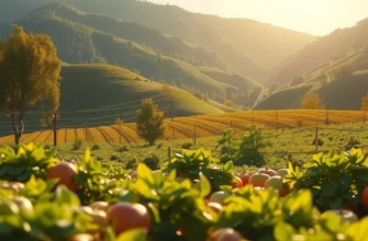 A serene field filled with fresh vegetables and fruits, promoting healthy nutrition.
