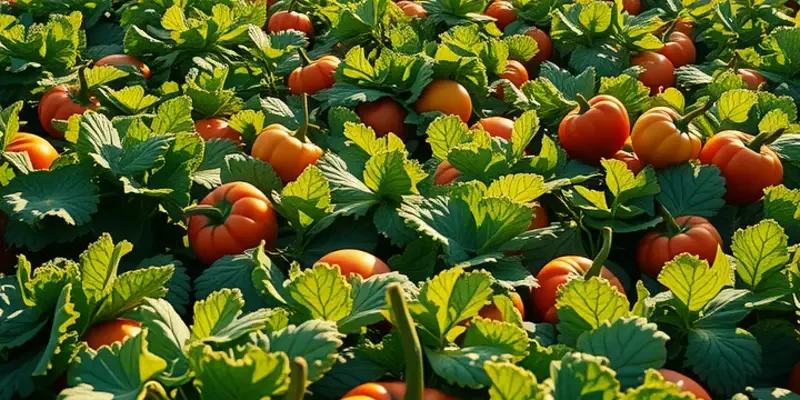 A vibrant landscape showcasing the abundance of organic produce under warm sunlight.