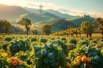 A sunlit field filled with an assortment of vibrant herbs and fresh vegetables.