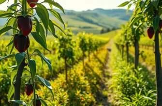 Sunlit orchard showcasing a variety of organic fruits and vegetables.