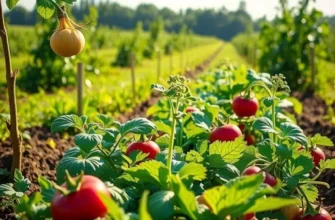 A scenic view of an orchard filled with organic produce in a natural setting.