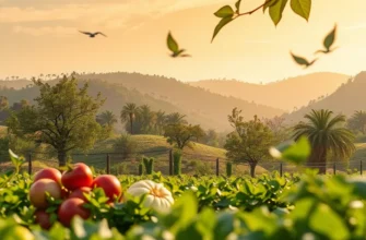A vibrant and flourishing landscape featuring various fruits and vegetables, symbolizing healthy dietary choices.
