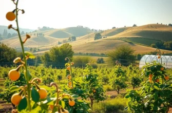 A lush field rich with organic fruits and vegetables, portraying the abundance of natural foods.