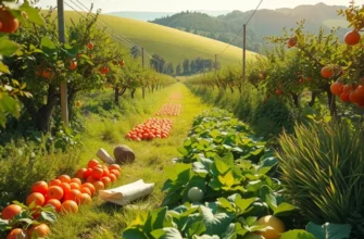 A beautiful field showcasing an array of fresh vegetables and fruits.