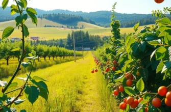 A photorealistic landscape of a sunlit field representing the richness of organic agriculture.