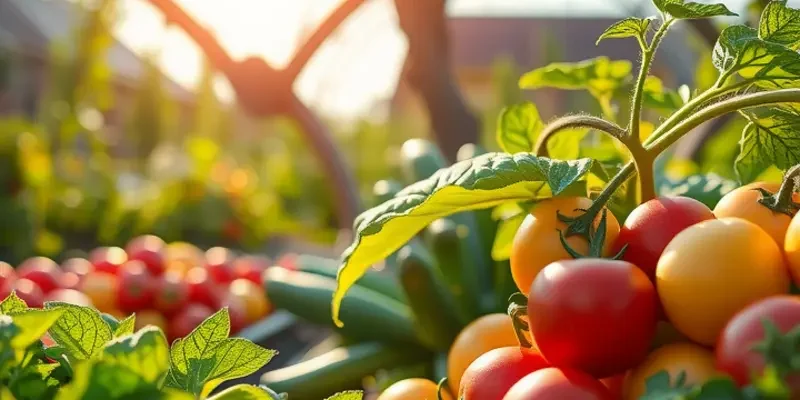 A beautiful, lush landscape featuring vibrant fruits and vegetables, representing the essence of safe food practices.