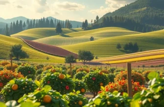A scenic view of a field abundant with fresh vegetables and greenery.