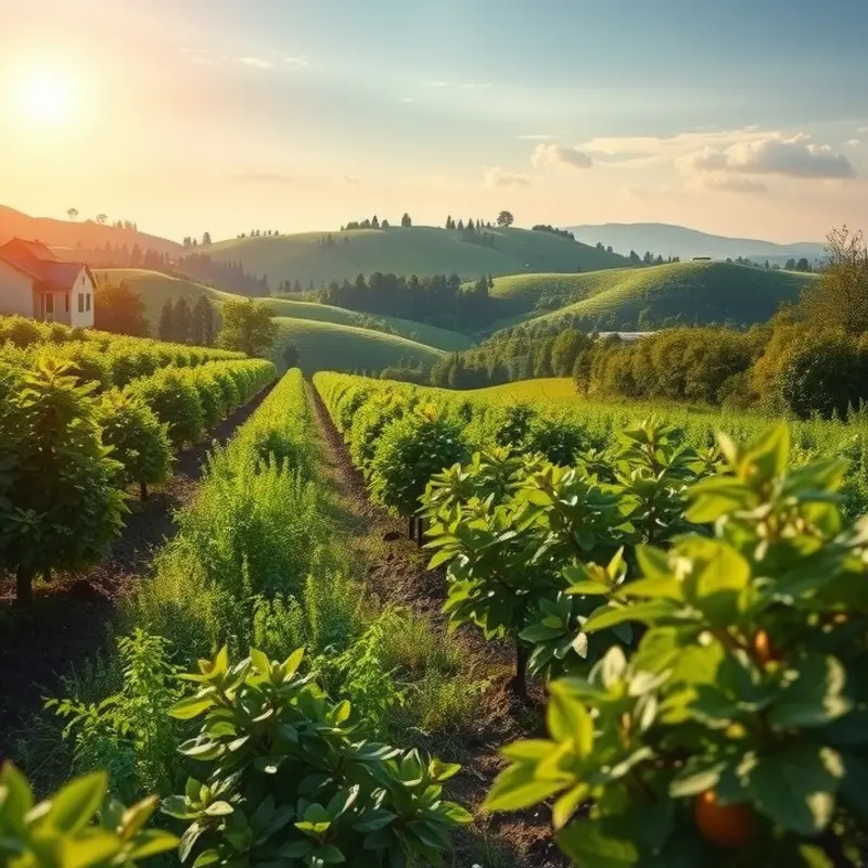 A lush landscape showcasing the abundance of organic produce.