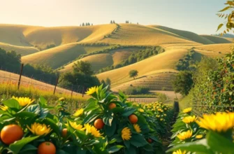A beautiful landscape of a nutritious orchard under sunlight.