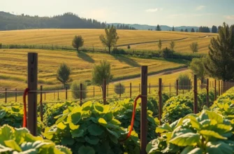 Vibrant landscape with healthful harvests under a warm sun.