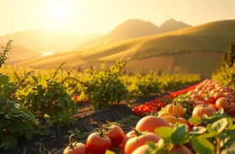 Scenic landscape featuring abundant organic produce in a natural setting.
