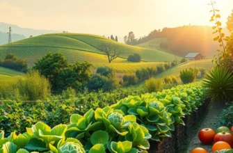 A picturesque sunlit landscape highlighting the importance of organic produce for health.