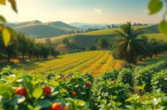 A vibrant landscape showcasing the abundance of nature and organic foods.