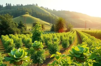 Natural landscape featuring healthy fruits and vegetables growing in harmony.