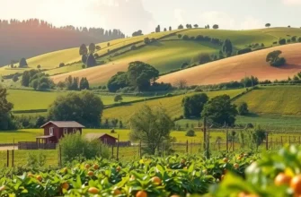 A picturesque landscape filled with organic produce amidst lush greenery.