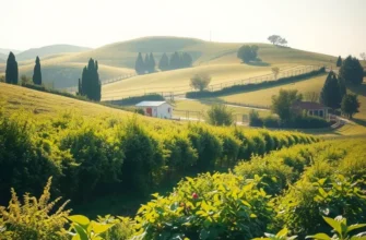 An abundant orchard showcasing vibrant vegetables and fruits in a natural landscape.