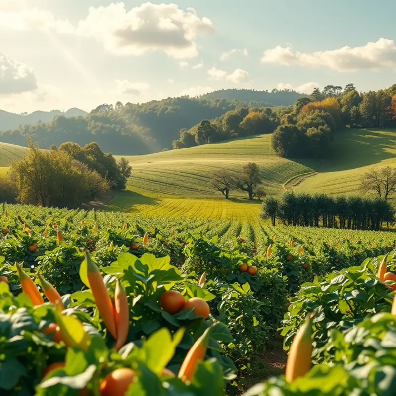 A lush Mexican landscape filled with vibrant produce, reflecting the country’s rich agricultural heritage.