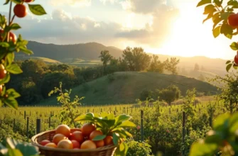 A scenic view depicting a rich landscape with vibrant textures of fruits and vegetables.