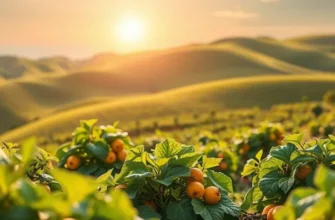 A peaceful sunlit field filled with vibrant fruits and vegetables, emphasizing natural sweetness.