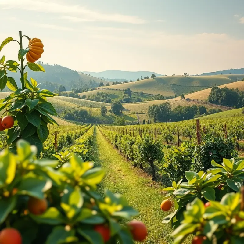 A vibrant sunlit field depicting fresh organic produce.