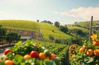 A scenic view of an orchard overflowing with organic produce.