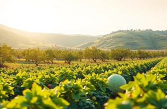 A serene landscape showcasing vibrant fruits and vegetables, emphasizing the beauty of organic gardening.