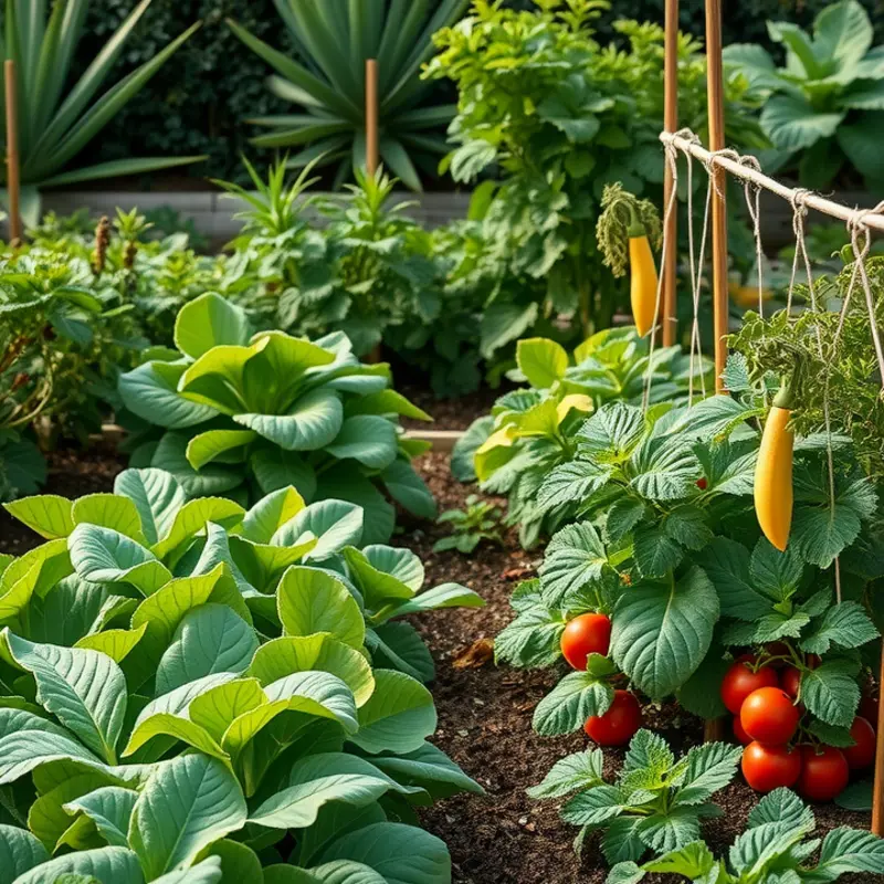 A vibrant field showcasing an assortment of natural produce.