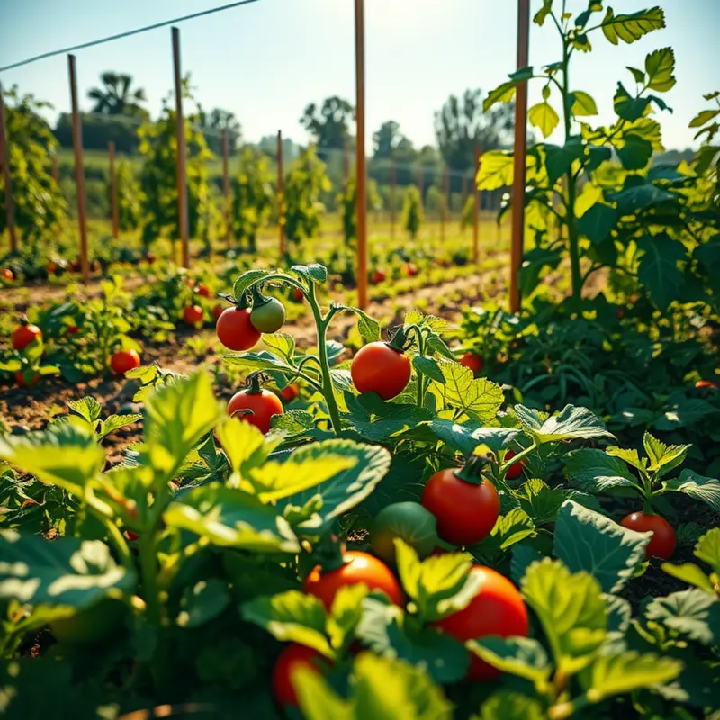 A vibrant field abundant with organic vegetables and fruits.