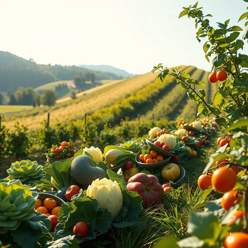 A lush Mexican landscape filled with vibrant produce, reflecting the country’s rich agricultural heritage.