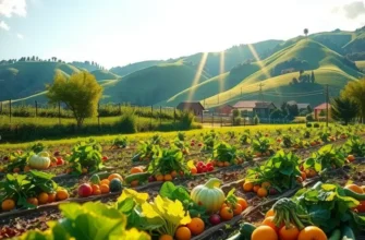 A scenic landscape rich with colorful produce, setting the tone for mindful eating.