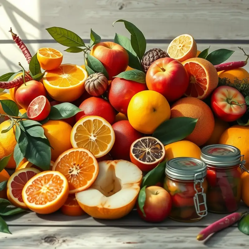 A colorful array of natural acidic agents perfect for pickling.