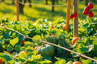 A vibrant scene of an organic landscape showcasing a variety of fresh produce under natural, soft lighting.