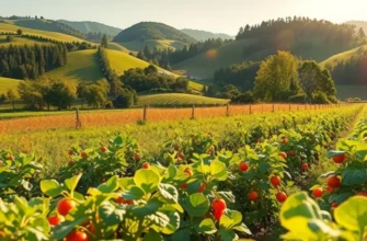 A sunlit orchard overflowing with organic fruits and vegetables, symbolizing health and nourishment.