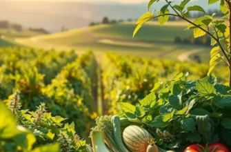 A sunlit field blending various elements of healthy nutrition in a natural setting.