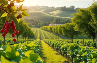 A picturesque landscape showcasing fruits and vegetables that symbolize nutritious eating.