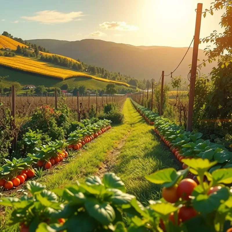 A sunlit field abundant in organic produce.