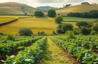 A vibrant landscape filled with flourishing fruits and vegetables under a clear sky.