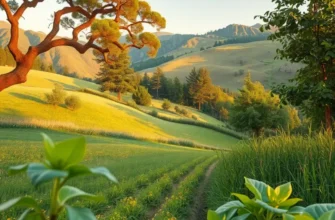 A picturesque landscape filled with fresh, organic vegetables and fruits in a sunlit field.