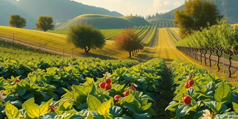 Natural landscape showcasing vibrant, fresh vegetables and fruits.